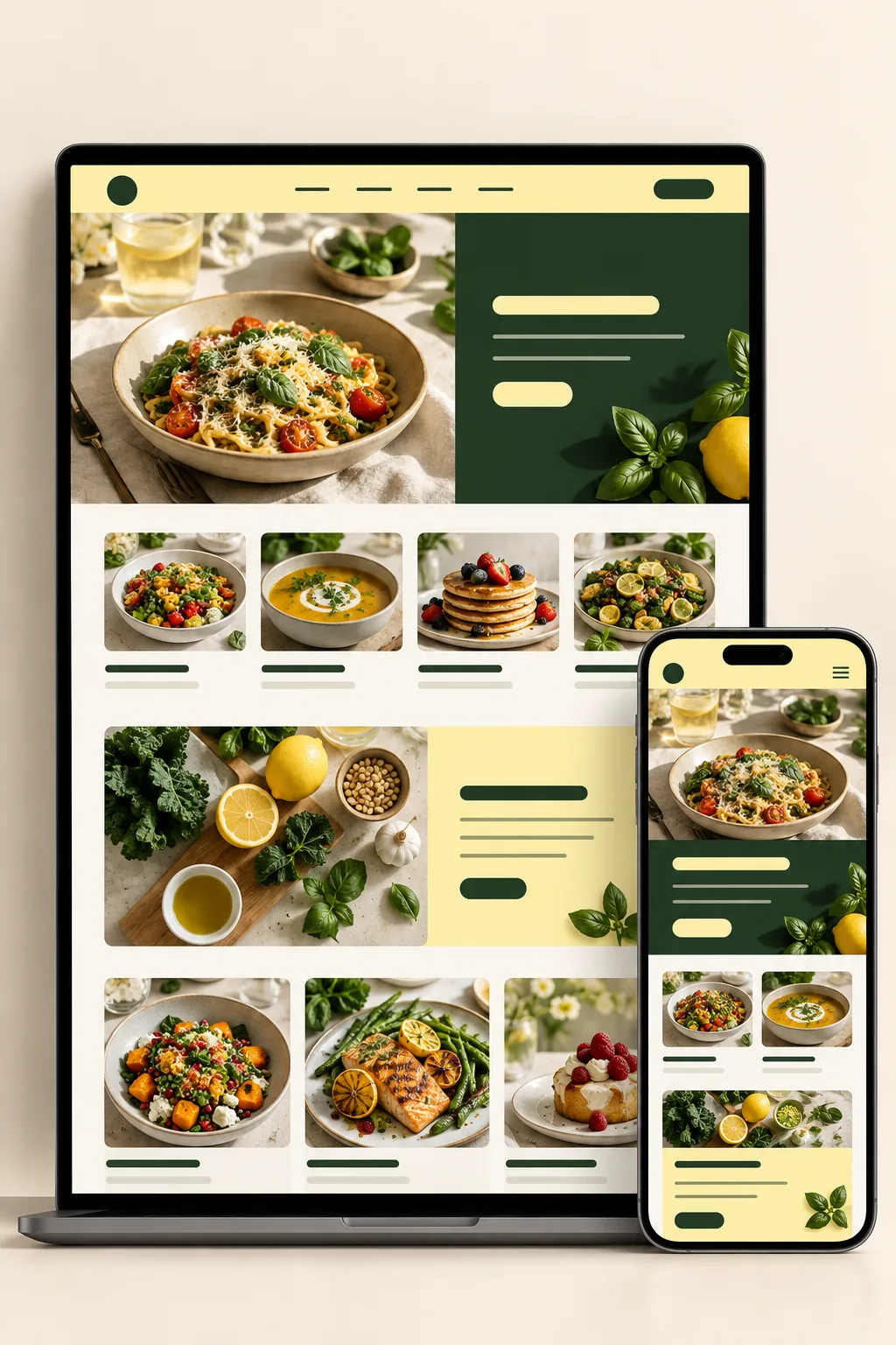 Food and lifestyle online store design concept
